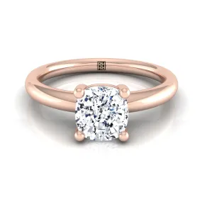 14K Rose Gold Cushion Rounded Comfort Fit Solitaire Engagement Ring