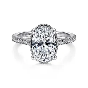 14K White Gold 'Camden' Hidden Halo Oval Diamond Engagement Ring