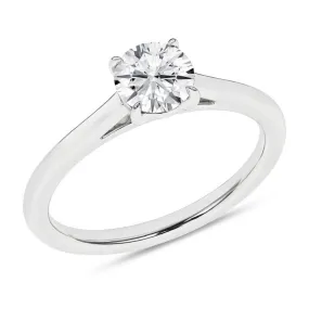 14K White Gold Lab Grown Round Diamond Solitaire Engagement Ring