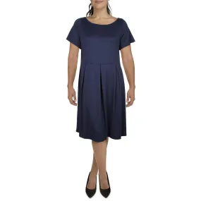 24seven Comfort Apparel Womens Pleated Knee-Length Shirtdress