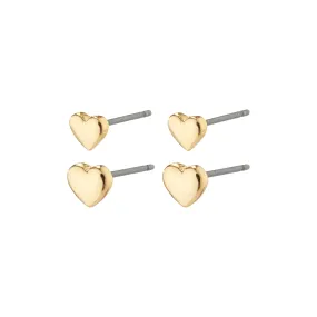 AFRODITTE recycled heart earrings 2-in-1 set gold-plated