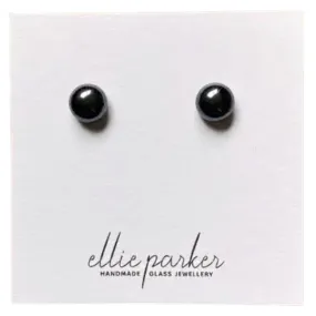 Glass Stud Earrings - Black Oil Spill