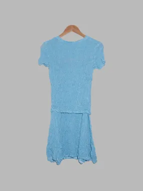 Kyoichi Fujita blue poly cotton wrinkled gauze t-shirt and skirt set - size 38