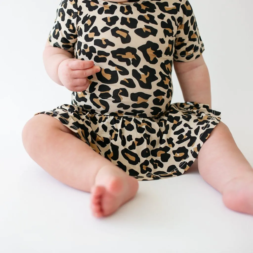 Lana Leopard Tan Short Sleeve Twirl Skirt Bodysuit