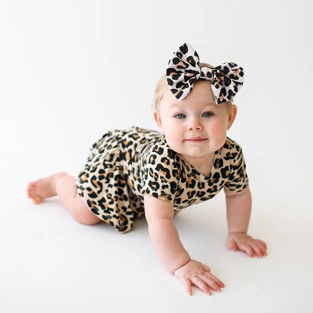 Lana Leopard Tan Short Sleeve Twirl Skirt Bodysuit