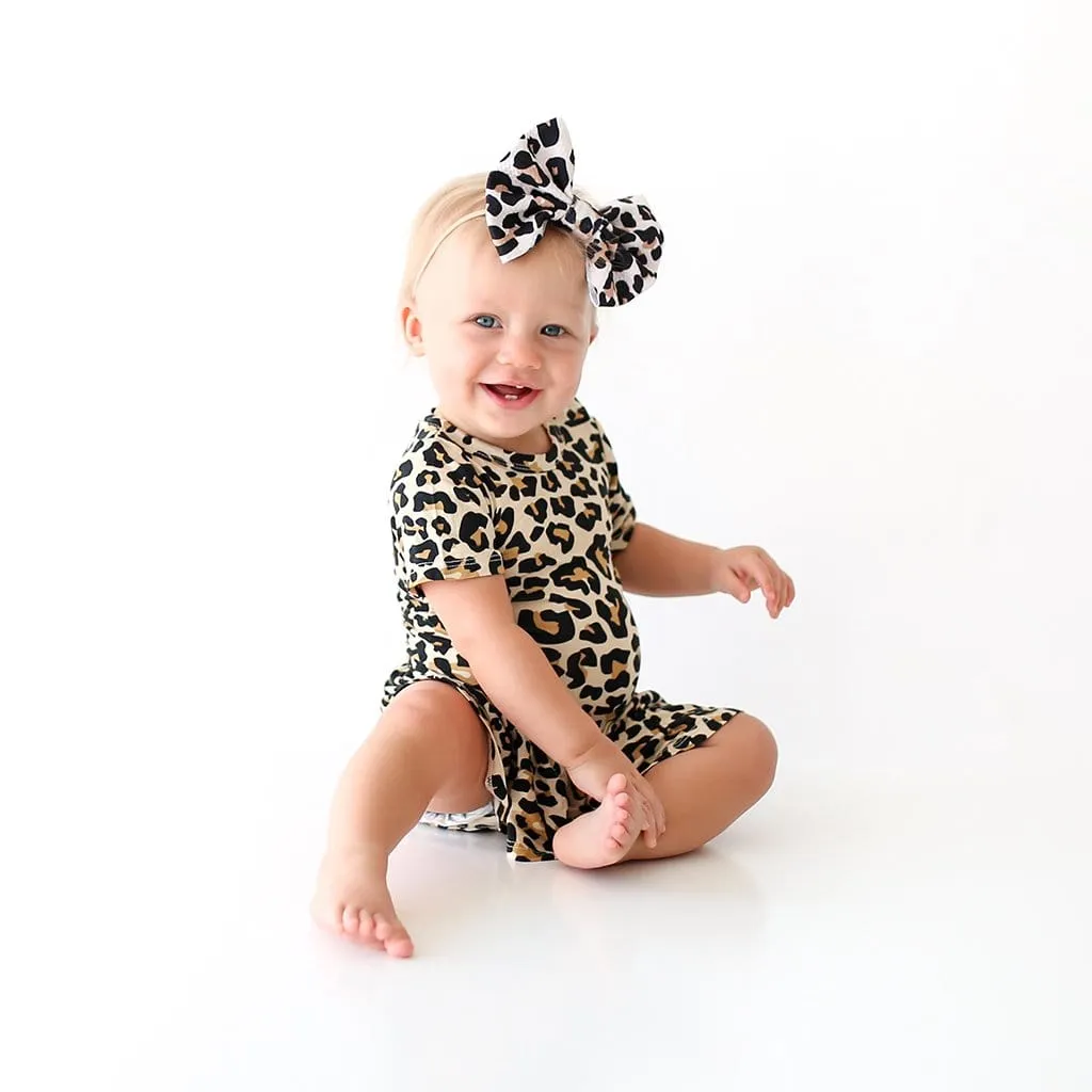 Lana Leopard Tan Short Sleeve Twirl Skirt Bodysuit