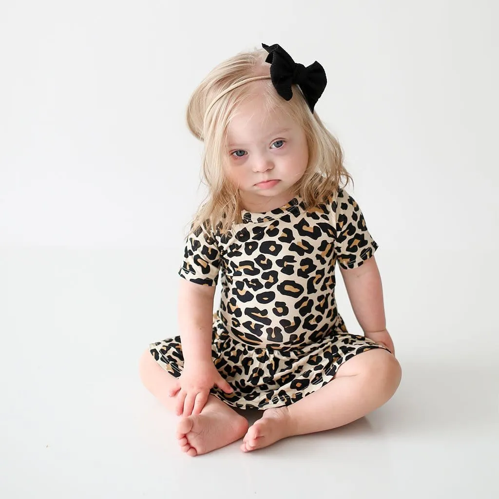 Lana Leopard Tan Short Sleeve Twirl Skirt Bodysuit