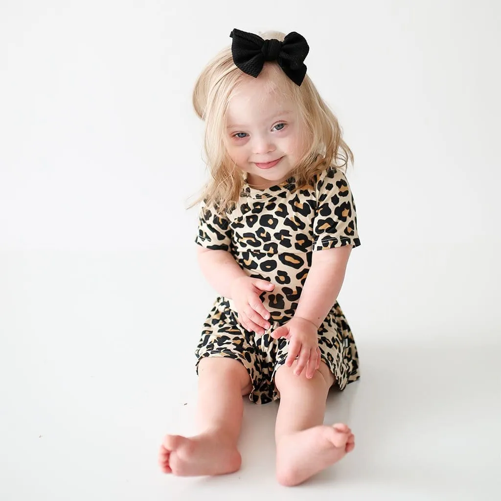 Lana Leopard Tan Short Sleeve Twirl Skirt Bodysuit