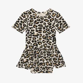 Lana Leopard Tan Short Sleeve Twirl Skirt Bodysuit