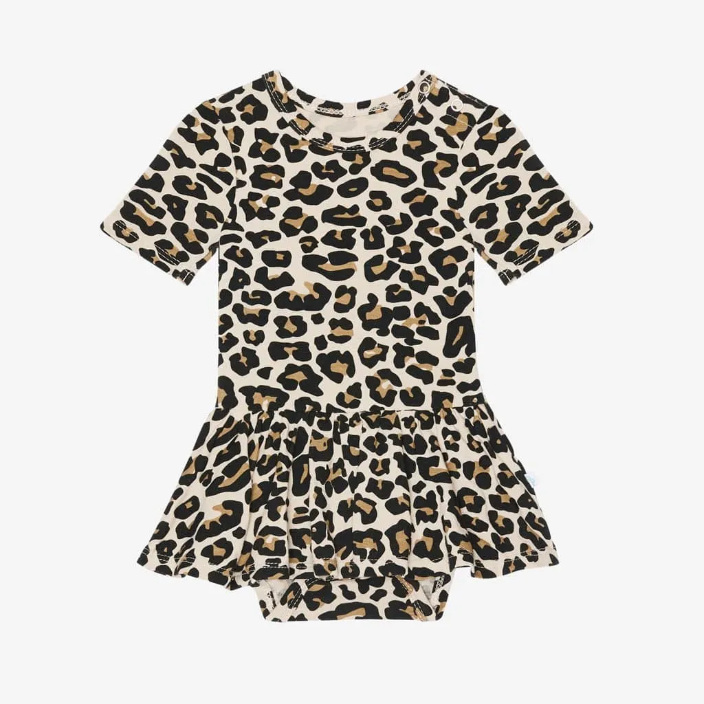 Lana Leopard Tan Short Sleeve Twirl Skirt Bodysuit