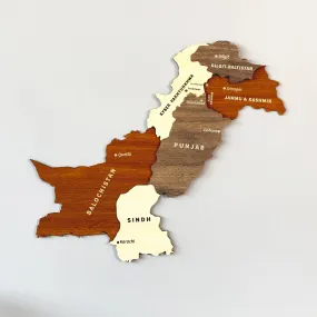 Pakistan Wooden Wall Map Islamic Wall Art Decor