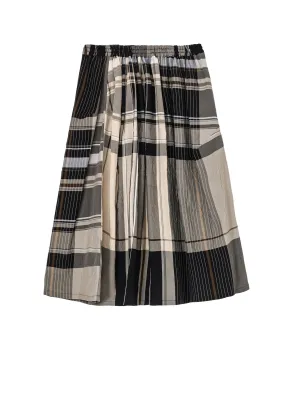 RAYON WRINKLED PLAID SKIRT