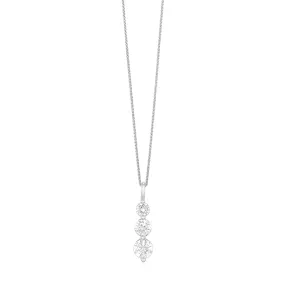 Round Lab-Created Three Stone Diamond Pendant Necklace in White Gold, 1.50 cttw