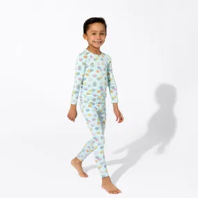 Valentine's Candy Hearts Blue Bamboo Kids Pajamas